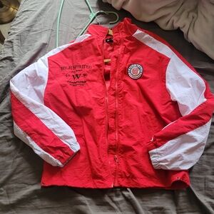 Racer athletic sporty windbreaker jacket